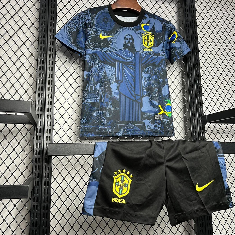 Kids Brazil x Jesus Christ Home Junior Child Kit 2024-2025